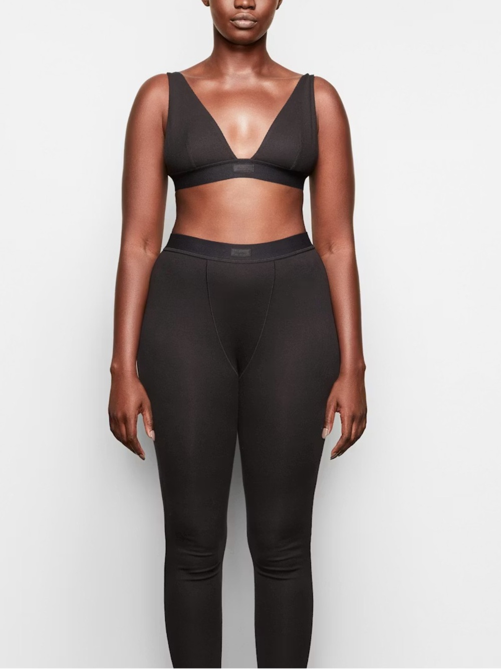 NWT SKIMS Ribbed Cotton Leggings in soot black size 3X